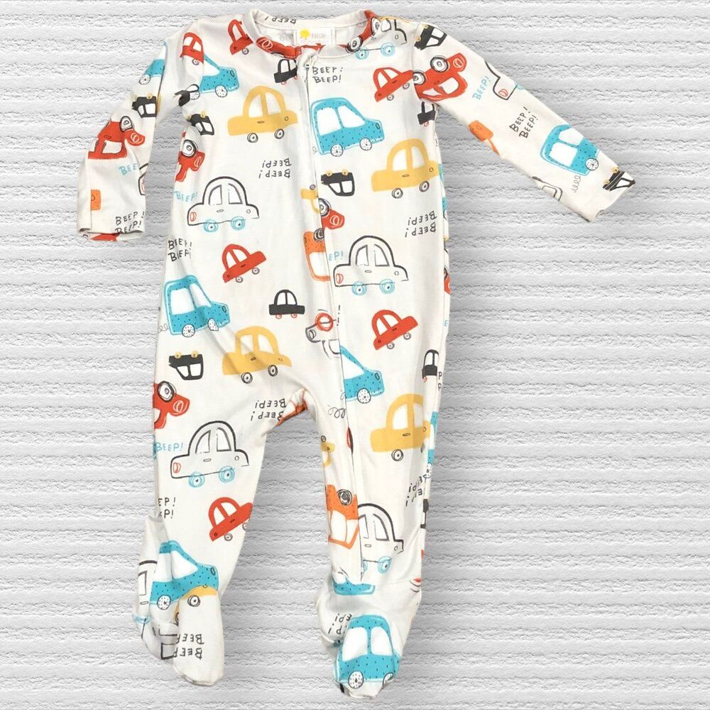 Little Chickadees 6/9m Car Truck Vehicle Zipper Footie